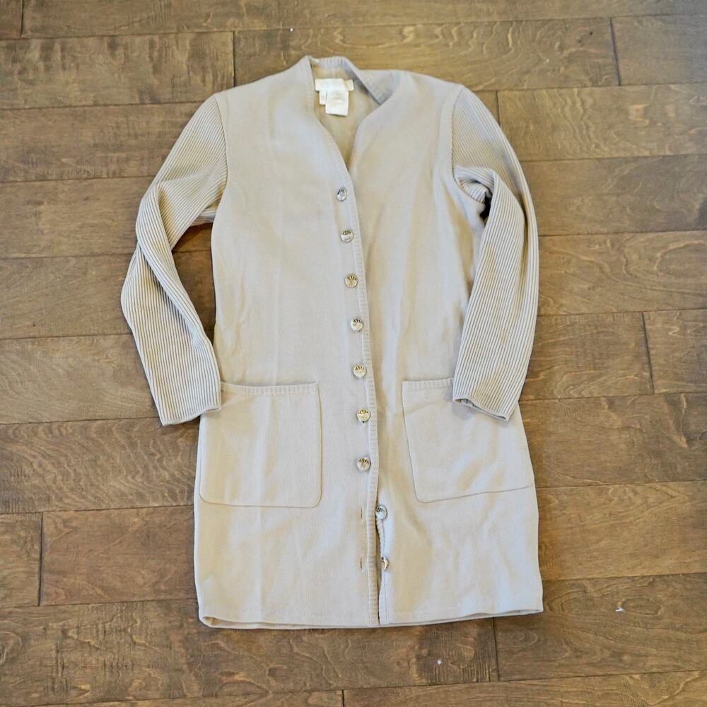 Escada Tan Knit Sweater Coat Cardigan Duster Long Sleeve Size 34 (US XS/S)